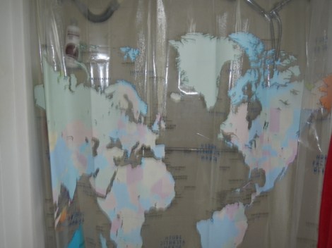 Shower Curtain looking into the shower. 