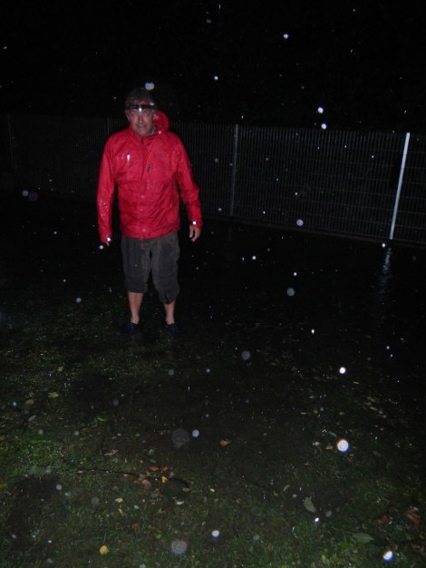 Standing where the tent was in the middle of the night. 