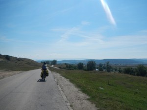 Jay riding along the Mures River to Sebes