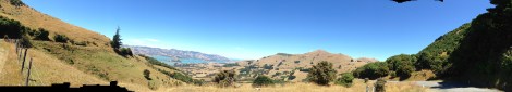 The view  of Akaroa Harbor from Summit Road. 