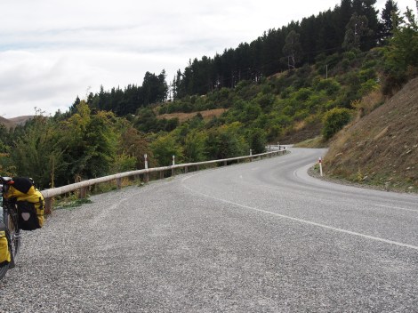 Looking back down the road on the climb up.