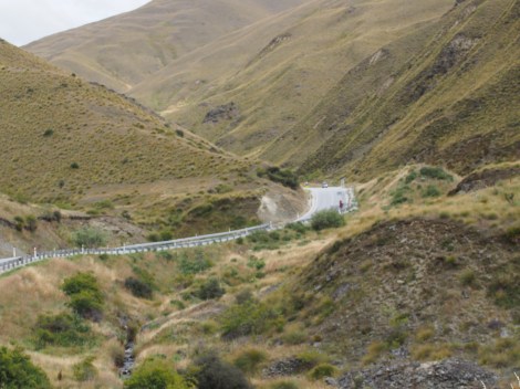 JP descending slowly down the Cardrona Canyon. 